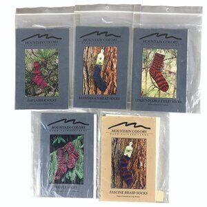 Set of 5 Adult Sock Knitting Patterns by Mountain Colors Yarns Fish Ladder Braid